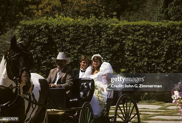 View of model Kathy Ireland and Dr. Greg Olsen during wedding celebration. San Diego, CA 8/21/1988 CREDIT: John G. Zimmerman