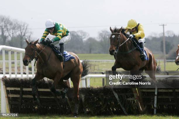 Second placed Tony McCoy on Head Of The Posse clears the last hurdle ahead of winner Ruby Walsh on Cousin Vinny during the Keelings Irish Strawberry...