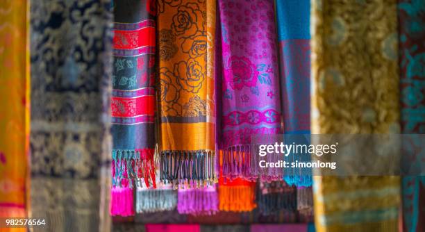 indonesian silk scarf for sale - batik indonesia stock pictures, royalty-free photos & images