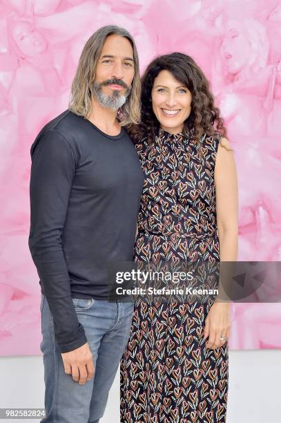 Robert Russell and Lisa Edelstein attend DUETS - LAND's 2018 Summer Party at Private Residence on June 23, 2018 in Los Angeles, California.