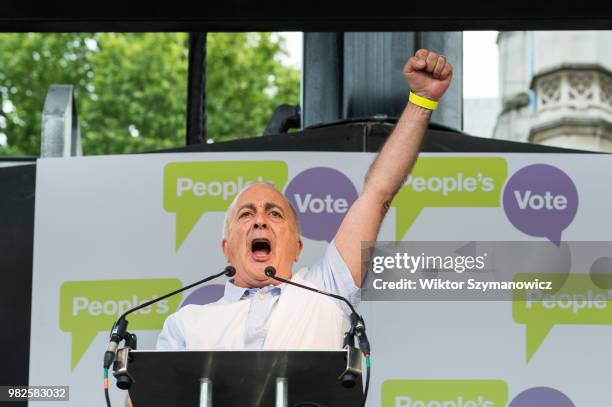 Actor Sir Tony Robinson speaks at People's Vote rally in Parliament Square in central London on a second anniversary of the Brexit referendum...