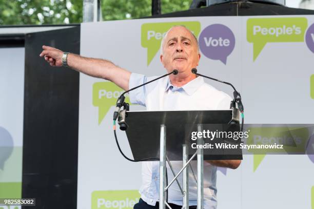 Actor Sir Tony Robinson speaks at People's Vote rally in Parliament Square in central London on a second anniversary of the Brexit referendum...