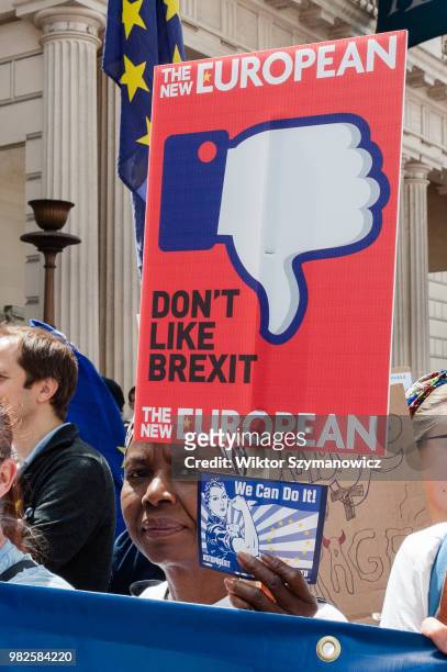 One hundred thousand of anti-Brexit supporters take part in People's Vote march in central London followed by a rally in Parliament Square on a...