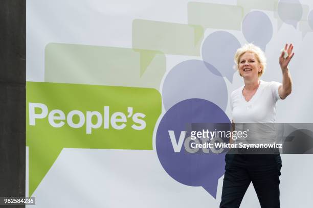 Conservative Party MP Anna Soubry takes part in People's Vote rally in Parliament Square in central London on a second anniversary of the Brexit...