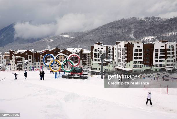 View onto the alpine Olympic village of the Winter Olympics in Sochi, Russia, 31 January 2018. The alpine ski competitions were formerly held on the...