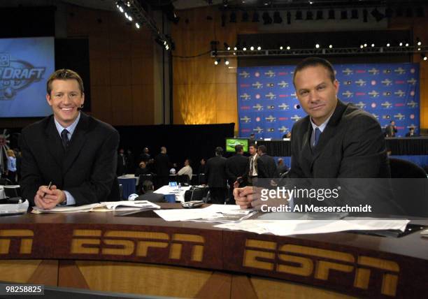Commentators Rob Stone and Eric Wynalda at the 2007 MLS SuperDraft Jan. 12 at the Indianapolis Convention Center in Indianapolis