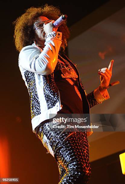 Redfoo of LMFAO performs in support of the bands' Party Rock release at HP Pavilion on April 2nd, 2010 in San Jose, California.
