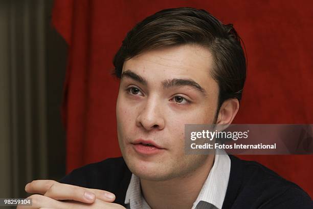 Ed Westwick at the Waldorf Astoria Hotel in New York City, New York on October 4, 2008. Reproduction by American tabloids is absolutely forbidden.