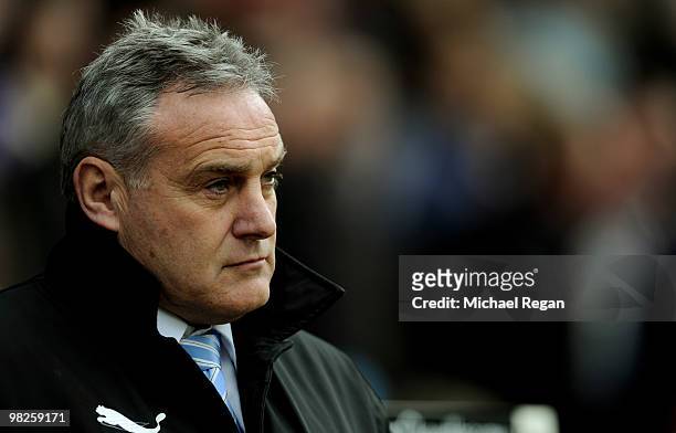 Cardiff City manager Dave Jones looks on during the Coca Cola Championship match between Nottingham Forest and Cardiff City on April 5, 2010 in...