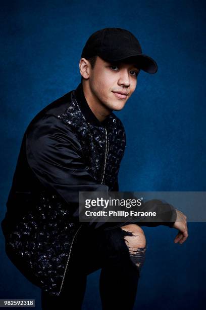 Kyle Hanagami poses for a portrait at the Getty Images Portrait Studio at the 9th Annual VidCon US at Anaheim Convention Center on June 22, 2018 in...