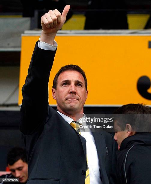 Manager of Watford, Malky Mackay looks on prior to the Coca Cola Championship match between Watford and West Bromwich Albion at Vicarage Road on...