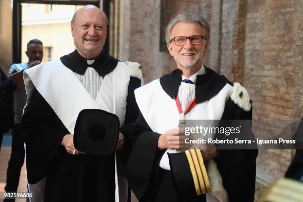 Professor Ivano Dionigi ex Rector of the Università degli Studi di Bologna Alma Mater Studiorum attends the ceremony where the Cardinal Gianfranco...