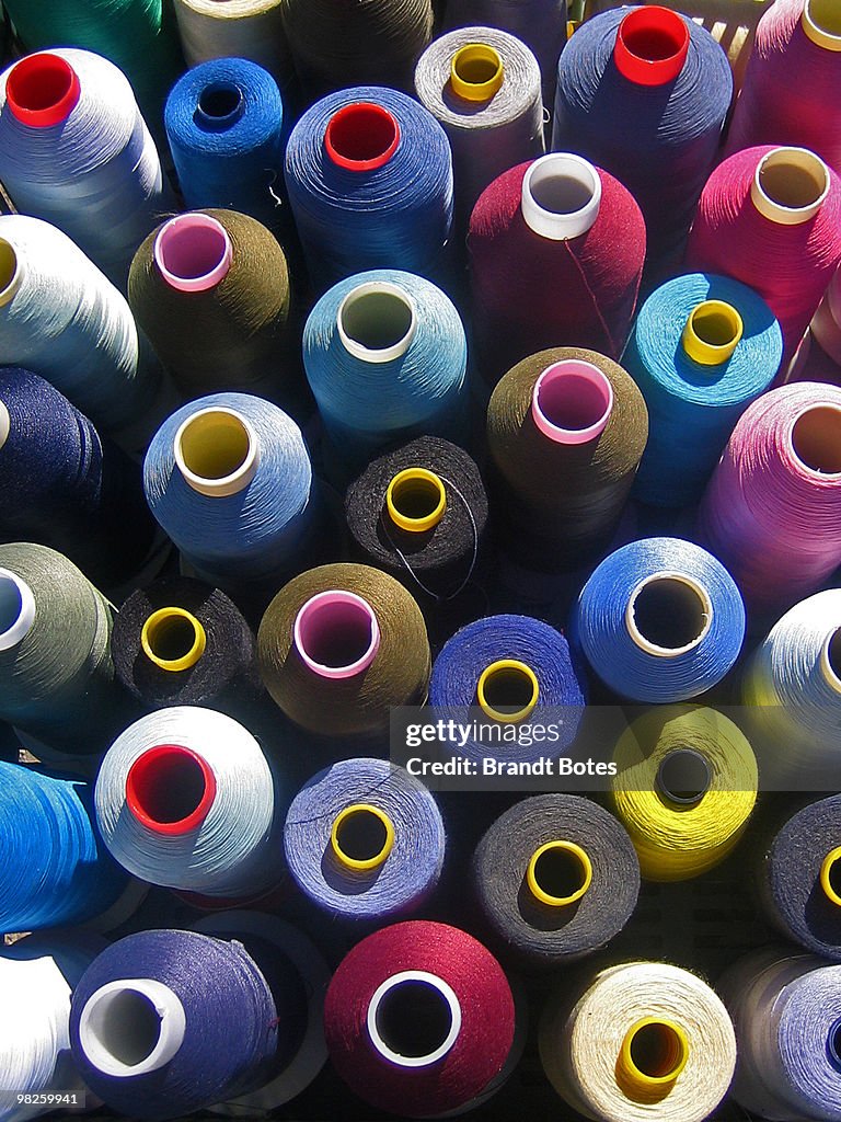 Multi colored rolls of thread