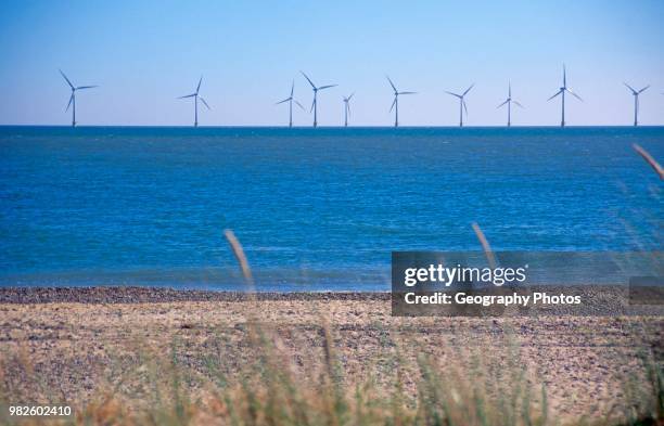 Scroby Sands offshore wind farm Caister Great Yarmouth Norfolk England.