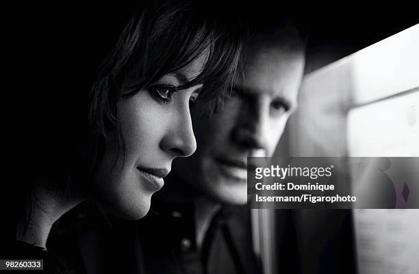 Actors and couple Sophie Marceau and Christopher Lambert at a portrait session for Madame Figaro Magazine in Paris in 2009. Shot at restaurant Le...
