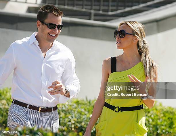 Bill Rancic and Giuliana Rancic visit an Easter Egg garden at Resort at Pelican Hill on April 4, 2010 in Newport Beach, California.