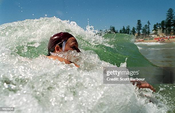 Penny Turner of Surfers Paradise in action during the 2000/2001 Uncle Tobys Ironwoman Series held at Manly Beach, Sydney, Australia. Mandatory...