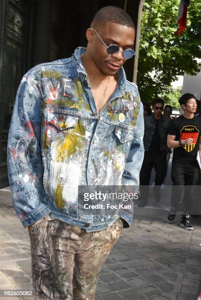 Russell Westbrook attends the Dior Homme Menswear Spring/Summer 2019 show as part of Paris Fashion Week on June 23, 2018 in Paris, France.