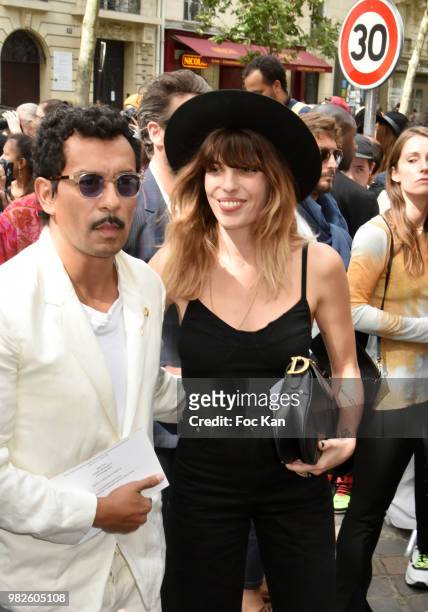 Lou Doillon and Haider Ackermann attend the Dior Homme Menswear Spring/Summer 2019 show as part of Paris Fashion Week on June 23, 2018 in Paris,...