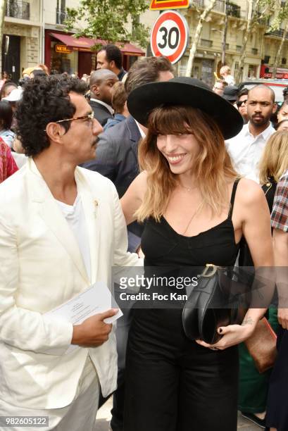 Lou Doillon and Haider Ackermann attend the Dior Homme Menswear Spring/Summer 2019 show as part of Paris Fashion Week on June 23, 2018 in Paris,...