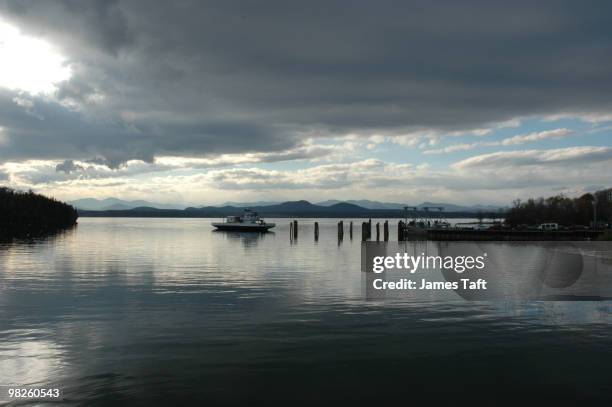 winter sky on lake champlain - charlotte north carolina lake stock pictures, royalty-free photos & images