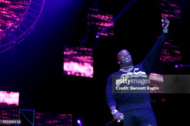 Yo Gotti performs onstage at the STAPLES Center Concert Sponsored by SPRITE during the 2018 BET Experience on June 23, 2018 in Los Angeles,...