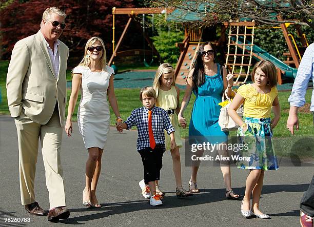 Actress Reese Witherspoon and her children Deacon Reese Phillippe and Ava Elizabeth Phillippe attend the annual White House Easter Egg Roll at the...