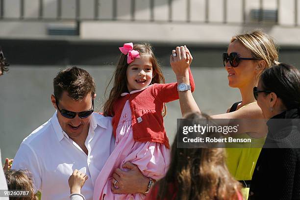 Bill Rancic , Giuliana Rancic and guests visit an Easter Egg garden at Resort at Pelican Hill on April 4, 2010 in Newport Beach, California.