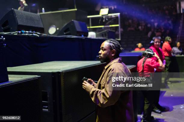 Kendrick Lamar attends the 2018 BET Experience Staples Center Concert, sponsored by COCA-COLA, at L.A. Live on June 22, 2018 in Los Angeles,...
