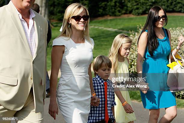 Actress Reese Witherspoon and her children Deacon Reese Phillippe and Ava Elizabeth Phillippe attend the annual White House Easter Egg Roll at the...