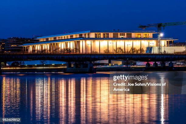 Kennedy Center Performing Arts with reflection on Potomac River, Washington D.C.