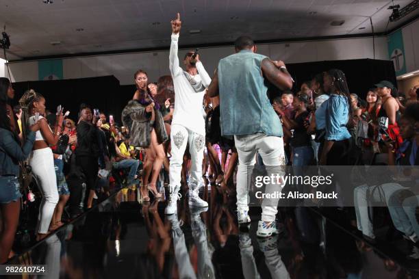 Performers onstage at the House of Fashion & Beauty during the 2018 BET Experience at Los Angeles Convention Center on June 23, 2018 in Los Angeles,...