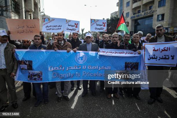 Palestinians protest against aid cuts by US President Trump for the United Nations Relief and Works Agency for Palestine Refugees in the Near East in...