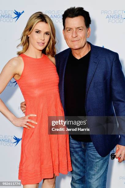 Julia Stambler and Charlie Sheen attend Project Angel Food's 23rd Annual Angel Art ART=LOVE Benefit Auction at NeueHouse Hollywood on June 23, 2018...