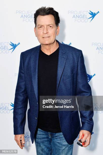 Charlie Sheen attends Project Angel Food's 23rd Annual Angel Art ART=LOVE Benefit Auction at NeueHouse Hollywood on June 23, 2018 in Los Angeles,...