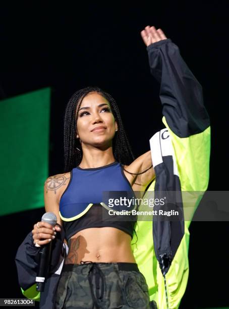 Jhene Aiko performs onstage at the STAPLES Center Concert Sponsored by SPRITE during the 2018 BET Experience on June 23, 2018 in Los Angeles,...