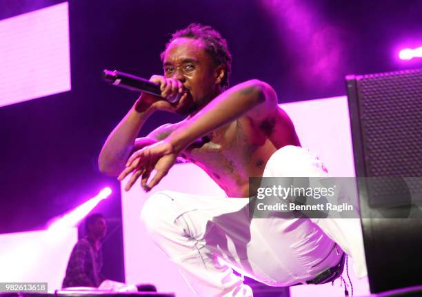 Slim Jxmmi performs onstage at the STAPLES Center Concert Sponsored by SPRITE during the 2018 BET Experience on June 23, 2018 in Los Angeles,...