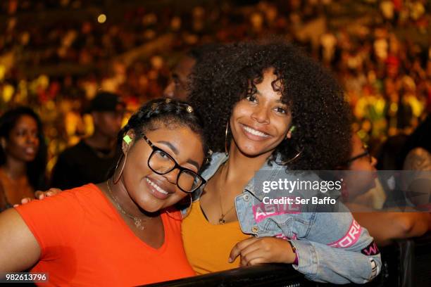 Guests attend the STAPLES Center Concert Sponsored by SPRITE during the 2018 BET Experience on June 23, 2018 in Los Angeles, California.