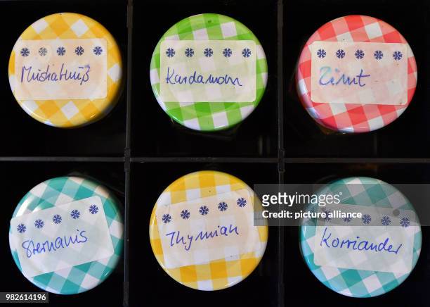 Different kinds of spieces stand next to each other in Erfurt, Germany, 29 January 2018. A joint cooking class is part of the 'Ich kann kochen!'...