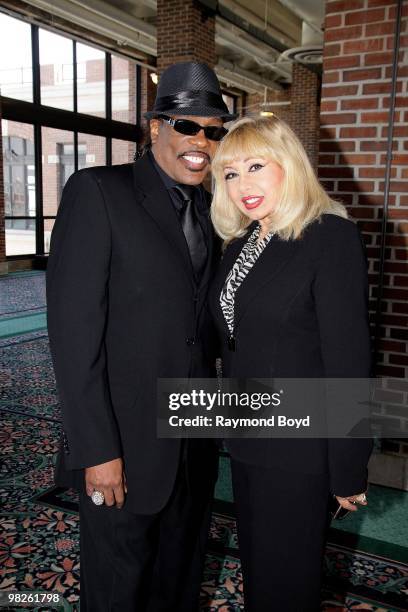 Singer Charlie Wilson and his wife Mahin poses for photos in the Lakeview Terrace ballroom at Navy Pier in Chicago, Illinois on April 01, 2010.