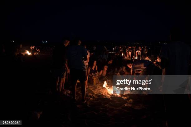 During the night of San Juan it is tradition to make bonfires on the beach of Santander, Spain, on June 23, 2018. The Night of San Juan is, by far,...