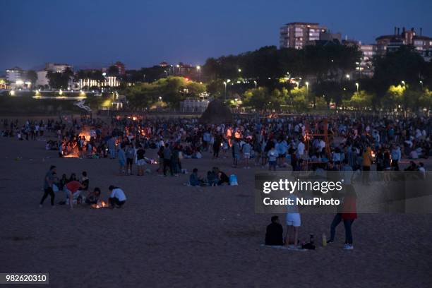 From late afternoon the young people begin to fill the beach and to make their bonfires during the night of San Juan in Santander, Spain, on June 23,...