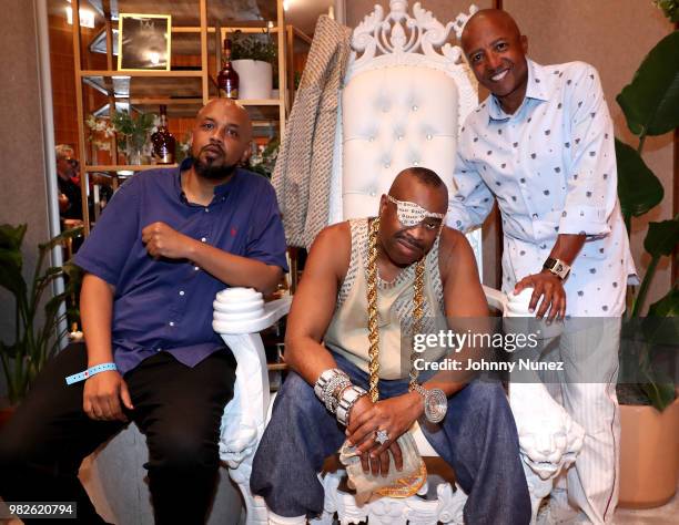 Tuma Basa, Slick Rick, and Kevin Liles attend Bally x Slick Rick's 30th anniversary of "The Great Adventures of Slick Rick" celebration at Bally...