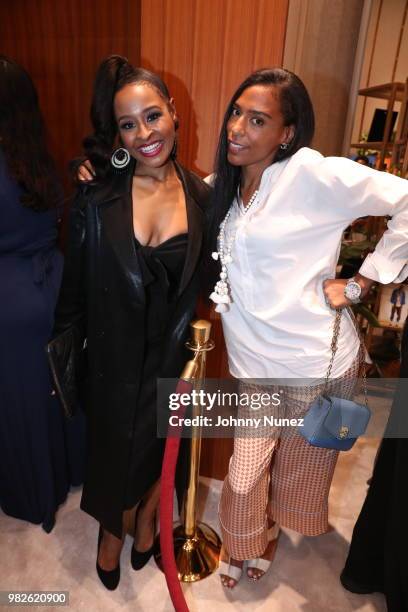 Janell Snowden and Mandy Aragones attend Bally x Slick Rick's 30th anniversary of "The Great Adventures of Slick Rick" celebration at Bally Rodeo Dr....