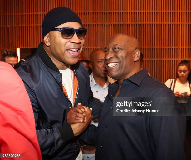 Cool J and John Singleton attend Bally x Slick Rick's 30th anniversary of "The Great Adventures of Slick Rick" celebration at Bally Rodeo Dr. On June...
