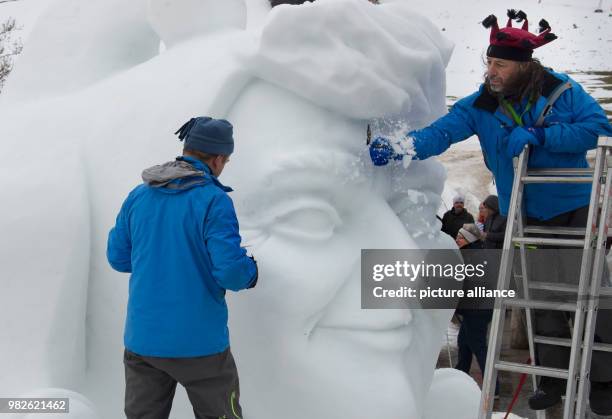 The sculpture "Bernauer Hof-Narr" by Ralf Rosa and Peter Fechtig from Grafenhausen in Bernau, Germany, 28 January 2018. The second snow sculpture...