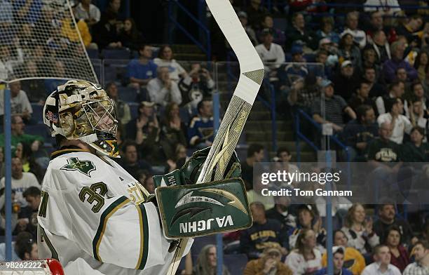 Kari Lehtonen of the Dallas Stars looks on during a game against the St. Louis Blues on April 03, 2010 at Scottrade Center in St. Louis, Missouri.