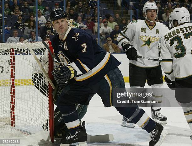 Keith Tkachuk of the St. Louis Blues skates against the Dallas Stars on April 03, 2010 at Scottrade Center in St. Louis, Missouri.