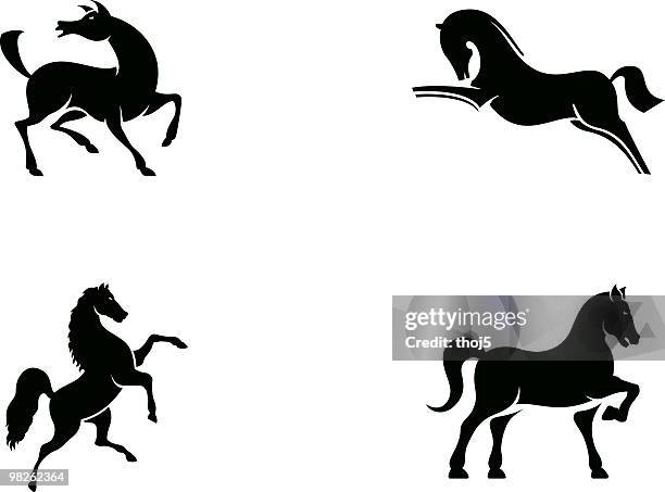 horse set 3 - horse silhouette stock illustrations