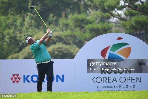 Prom Meesawat of Thailand pictured during the final round of the Kolon Korea Open Golf Championship at Woo Jeong Hills Country Club on June 24, 2018...